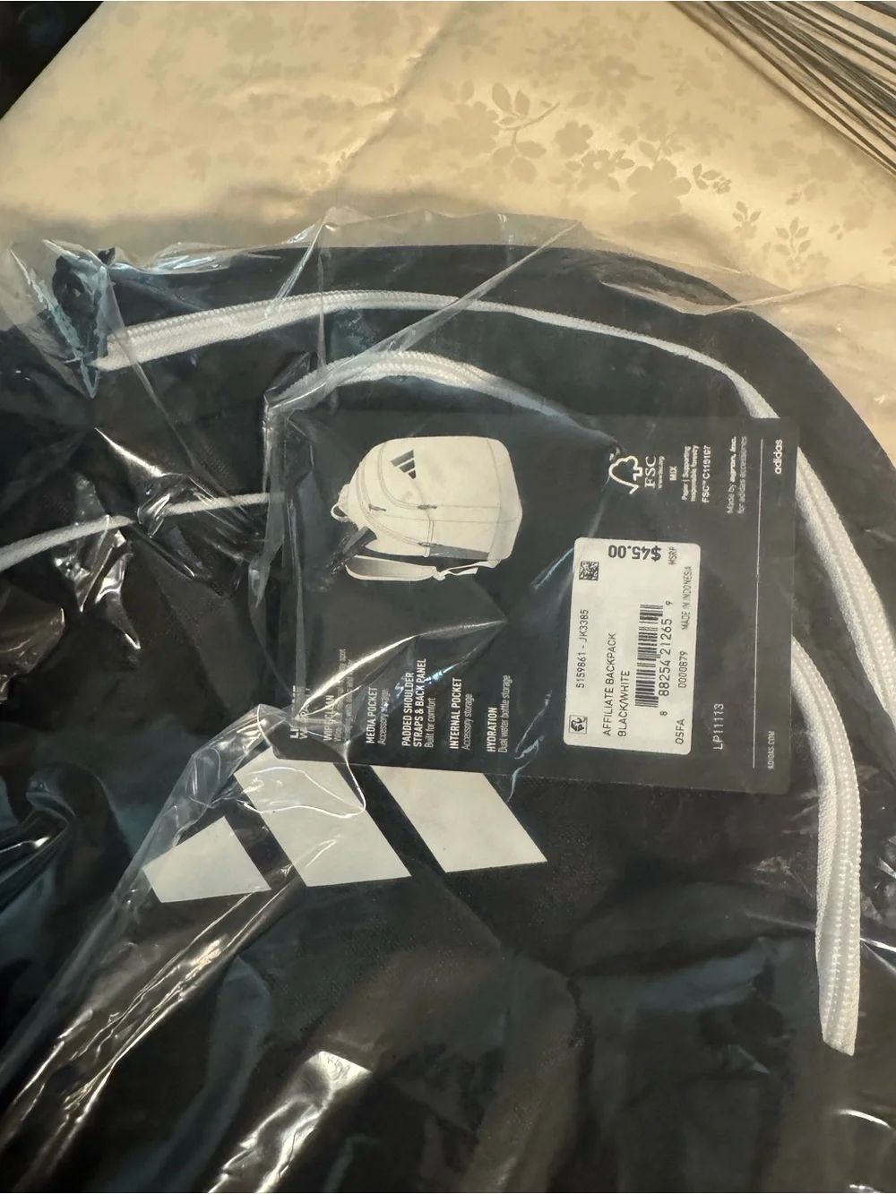 adidas Black Jacket with White Piping